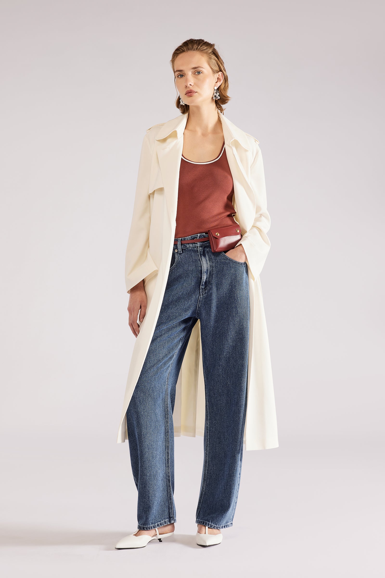 パンツ ERIKA CAVALLINI Women Straight Pants P5SH06PL Brown Pantaloni-S5 Women - Erika Cavallini